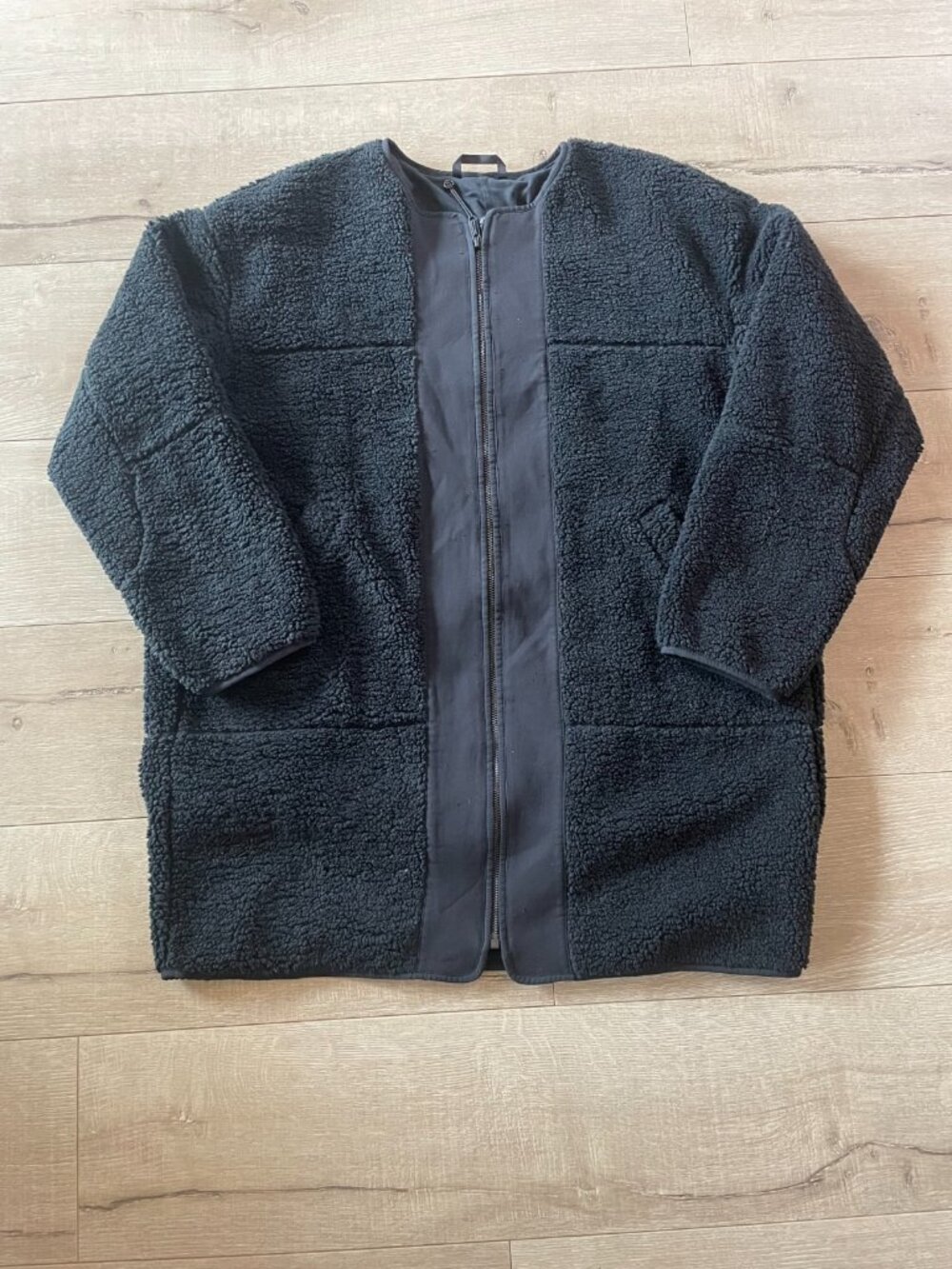 Lululemon Jacket Women 10 Black Sherpa Fleece Collarless Full Zip Winter Outdoor